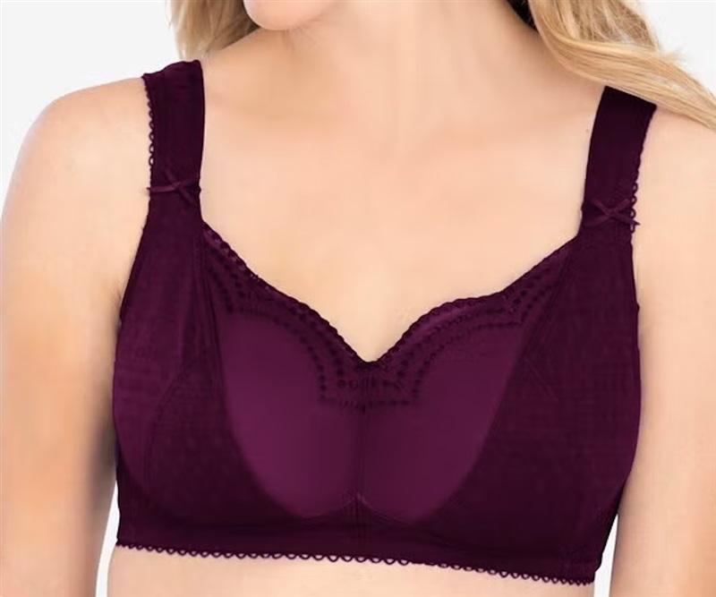 NWOT Comfort Choice 48B Feminine Wireless Gel Strap Bra Wine 124328