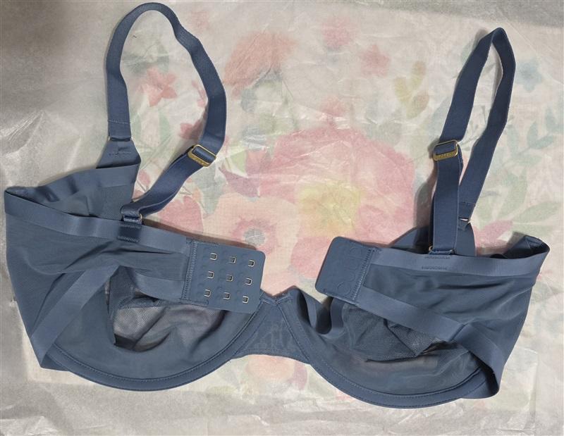NWOT CUUP 34H The Plunge Mesh Sheer Underwire Bra Blue 124339