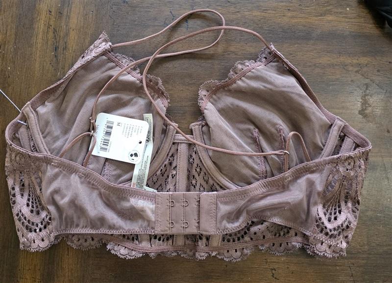 NWT Intimately Free People M Lace Underwire Sheer Bra Brown 124375