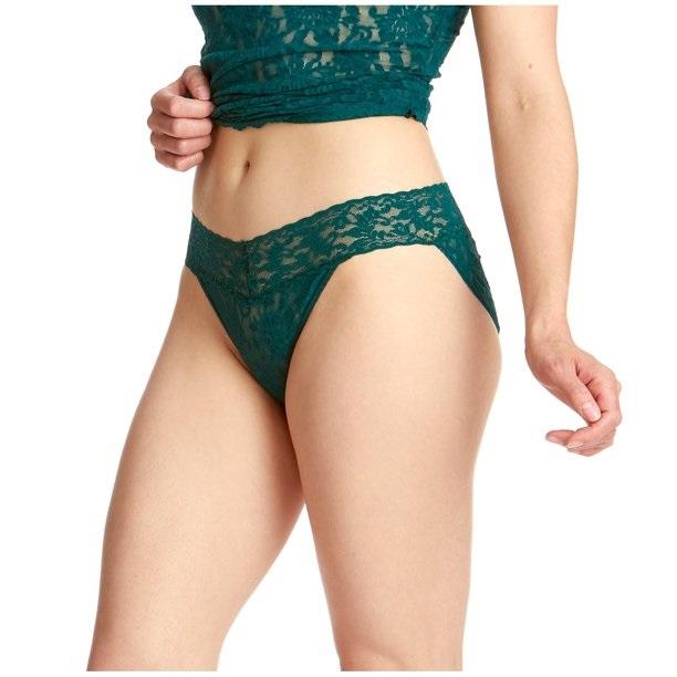 NWT Hanky Panky M Green Signature Lace V-Kini 124417