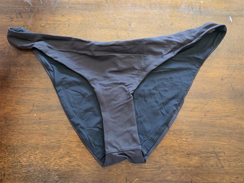 NWT Aqua Swim L Solid Black Bikini Bottom Swimsuit 124516