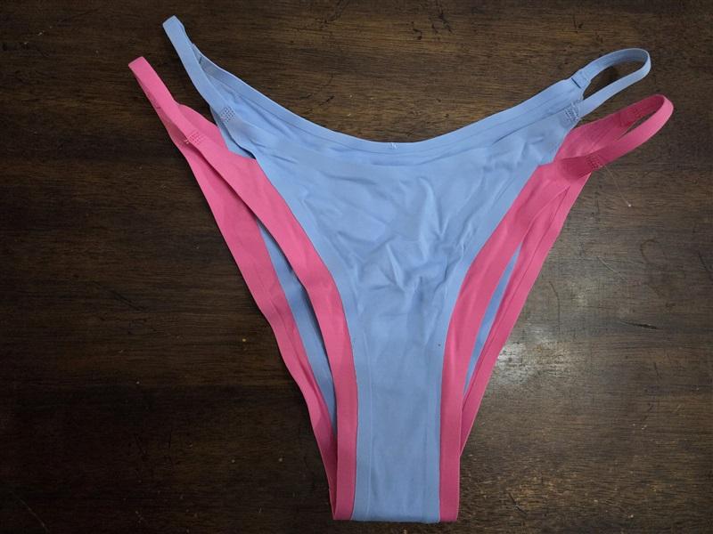 NWOTD L*Space M Billie Bitsy Bikini Bottom Pink Blue 124531