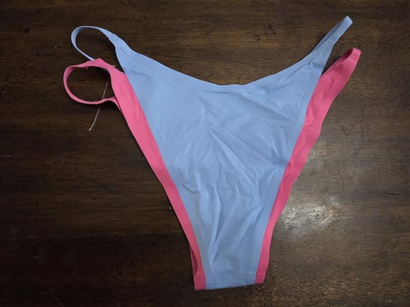 NWOTD L*Space M Billie Bitsy Bikini Bottom Pink Blue 124531