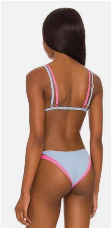NWOTD L*Space M Billie Bitsy Bikini Bottom Pink Blue 124531