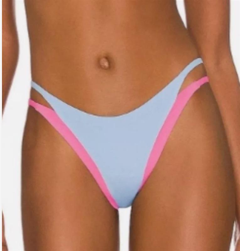 NWOTD L*Space M Billie Bitsy Bikini Bottom Pink Blue 124531