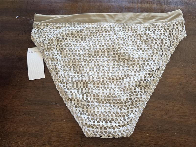 NWT Ella Moss L High Waist Crochet Over Lay Swimsuit Bikini Bottom 124535