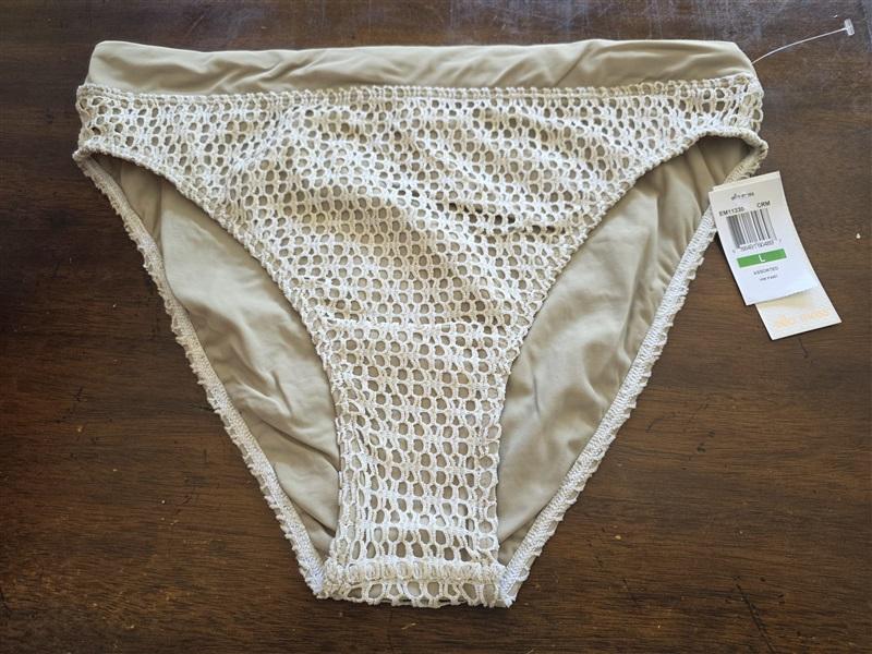 NWT Ella Moss L High Waist Crochet Over Lay Swimsuit Bikini Bottom 124535