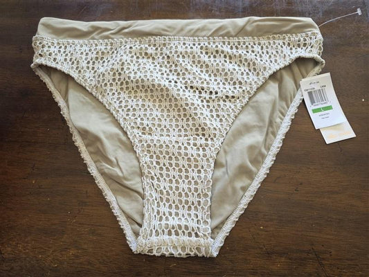 NWT Ella Moss L High Waist Crochet Over Lay Swimsuit Bikini Bottom 124535