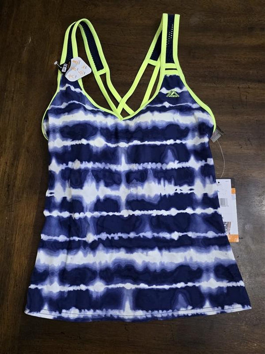 NWT Zero Xposur XS Helix Blue White Tankini Swim Top 124557