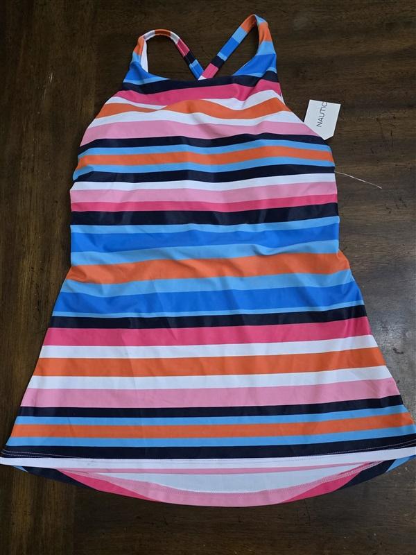 NWT Nautica S Tankini Deep Sea Stripe Top Swimsuit 124558