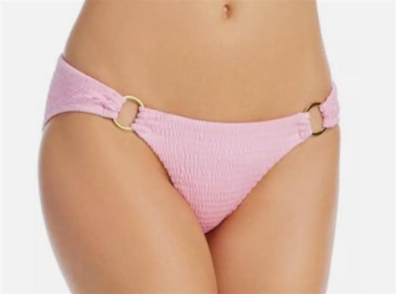 NWT Aqua Swim Champagne Pink XS Ring Ruched Bikini Swim Bottom #124572