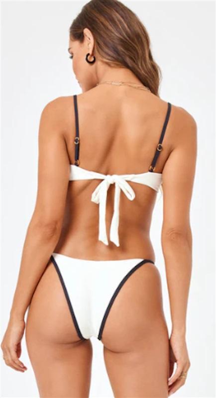 NWOTD L*Space L Jay Bitsy Bikini Bottom White Black 124575