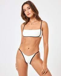 NWOTD L*Space L Jay Bitsy Bikini Bottom White Black 124575
