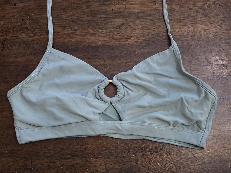 NWOT Pilyq PQ S Aquarius Ring Halter Tie Bikini Swim Top Green 124581