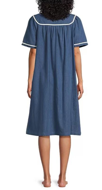 NWT Go Softly S Kaftan Denim Bird House Zip Embroidered Patio Dress 124621