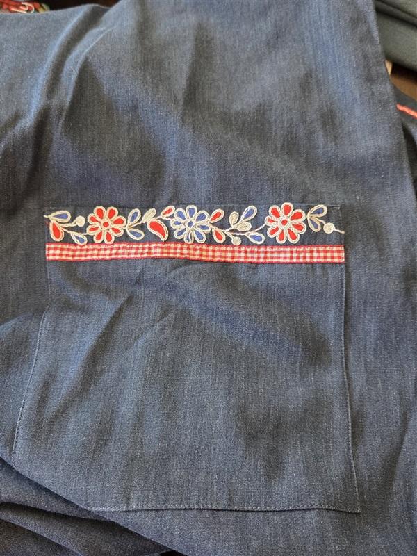 NWT Go Softly S Kaftan Denim Flower Snap Embroidered Patio Dress 124632