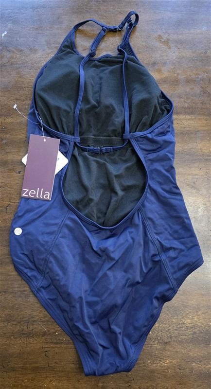NWT Zella M High-Neck Open-Back One-Piece Swimsuit Blue 124642