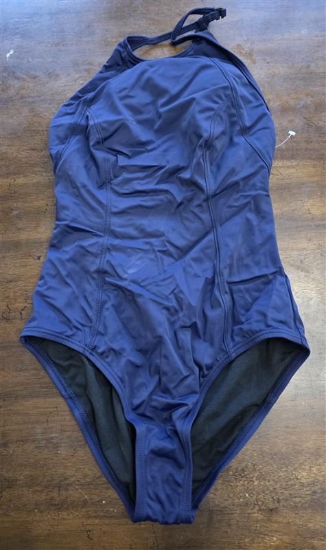 NWT Zella M High-Neck Open-Back One-Piece Swimsuit Blue 124642