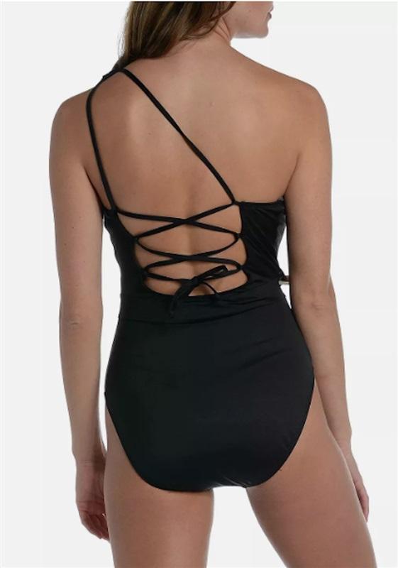 NWT Mynah XL Black 1 Shoulder Lace Up 1PC Swimsuit 124649