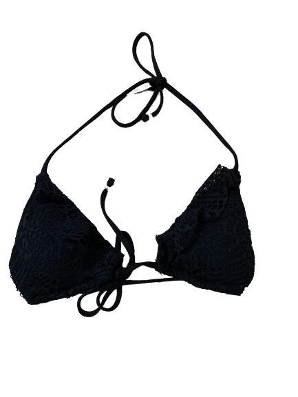 NWOT Ralph Lauren Butterfly Lace L Black Halter Triangle Bikini Swim Top 124651
