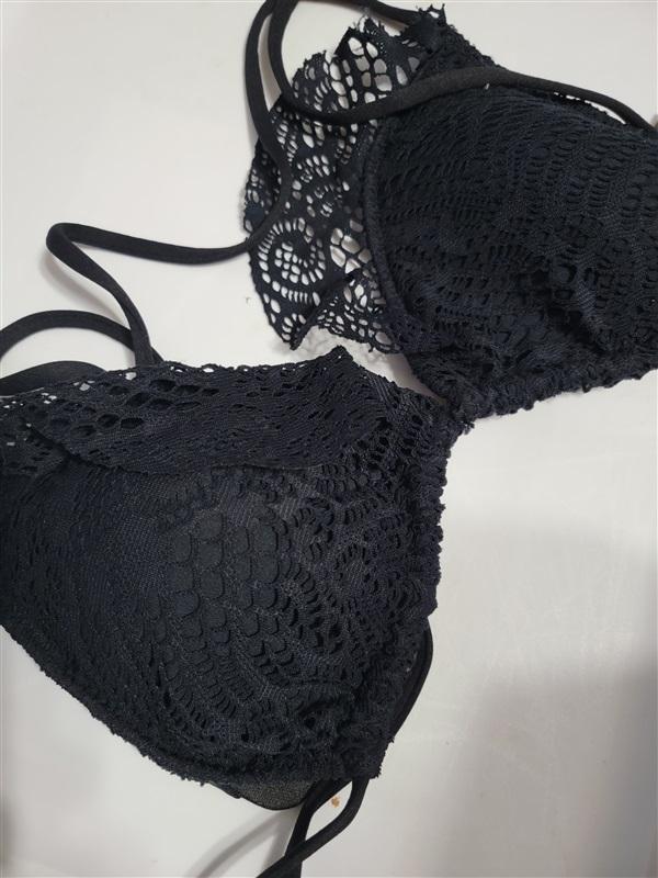 NWOT Ralph Lauren Butterfly Lace L Black Halter Triangle Bikini Swim Top 124651