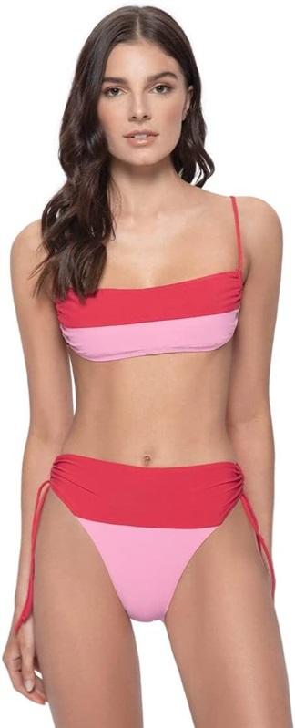 NWT Pilyq Aura Luna D Color Block Bikini Swim Top 124658