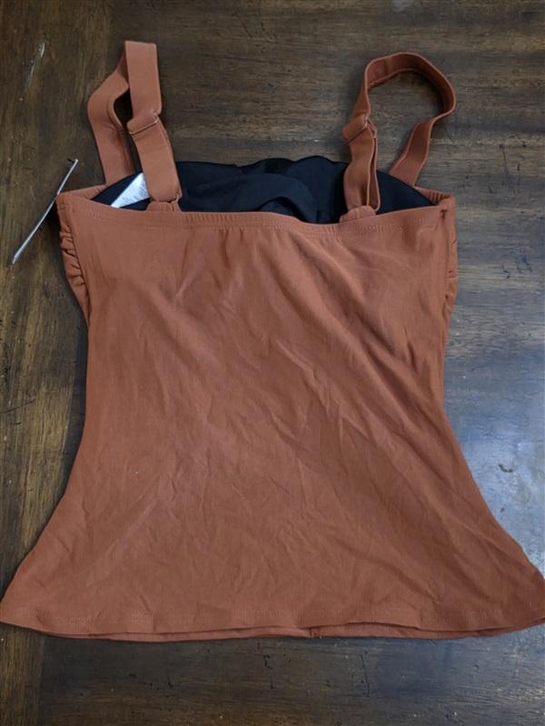 NWT Carmen Marc Valvo XS Boston Proper Square Neck Tankini Top Arab Spice 124659