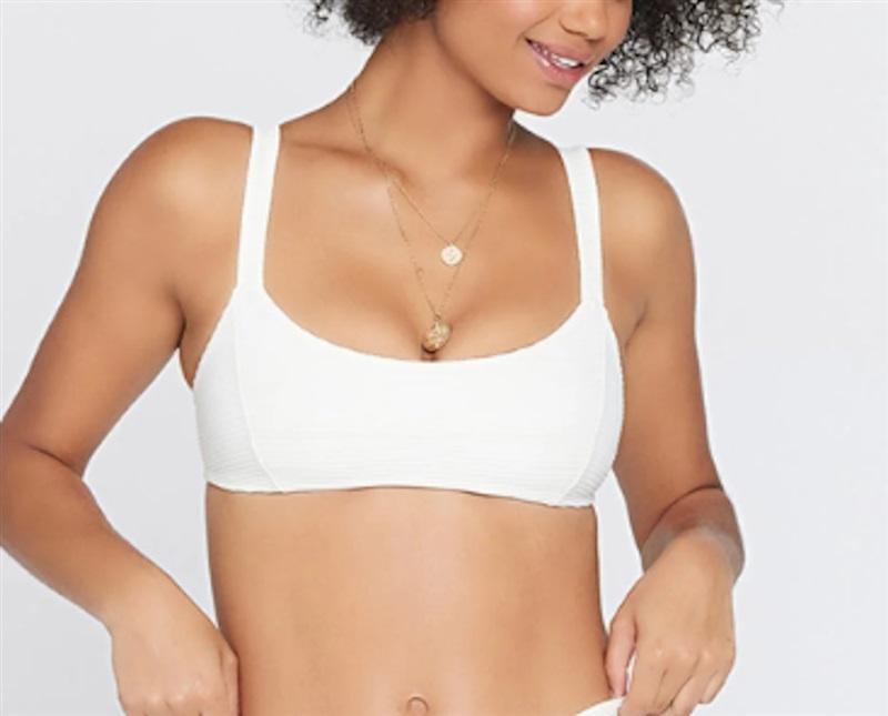 NWTD L*Space L Jess Cream Eco Chic Repreve CRM Bikini Swim Top 124661