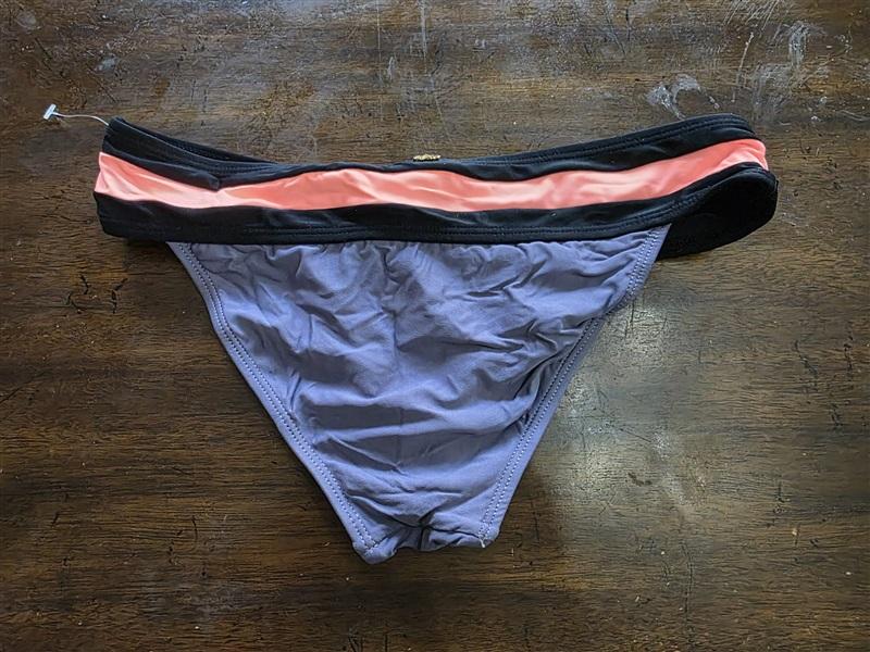 NWT Pilyq S Color Blocked Banded Purple Black Orange Bikini Swim Bottoms 124664