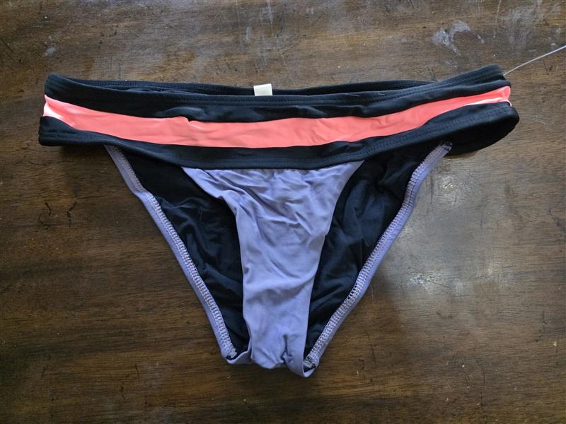 NWT Pilyq S Color Blocked Banded Purple Black Orange Bikini Swim Bottoms 124664
