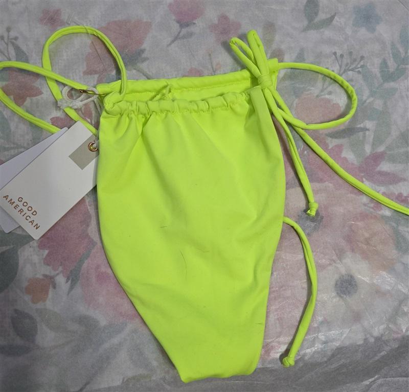 NWT Good American XS Side Tie Bottom Always Fits Swimsuit Electric Lime 124668