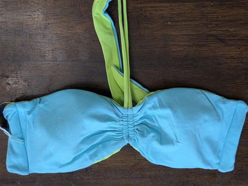 Sample Ralph Lauren Reversible Blue Green Bandeau Bikini Swim Top 124671