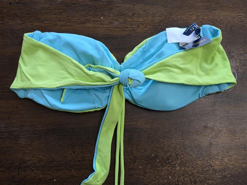 Sample Ralph Lauren Reversible Blue Green Bandeau Bikini Swim Top 124671