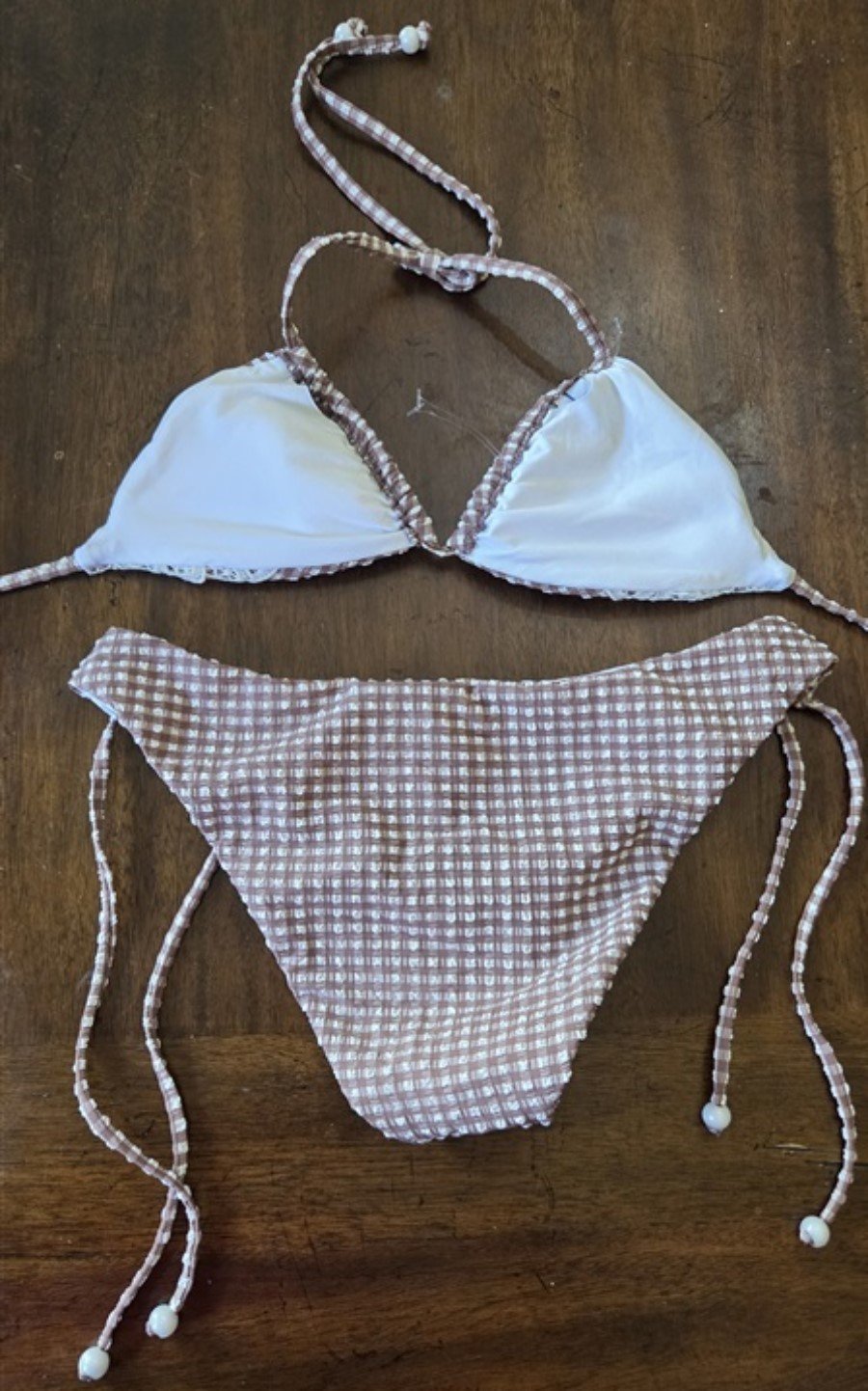 NWOT Isabella Rose SM Gingham & Lace 2PC Bikini Swimsuit 124673