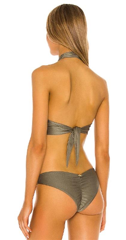 NWT PIlyq M Moss Talie Halter Tie Back Bikini Swim Top 124677