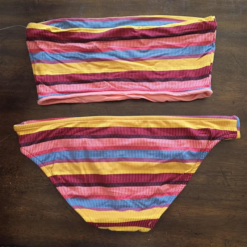 NWOT Seafolly 10 USA BAJA STRIPE Bandeau HIPSTER Bikini Swim set 124679