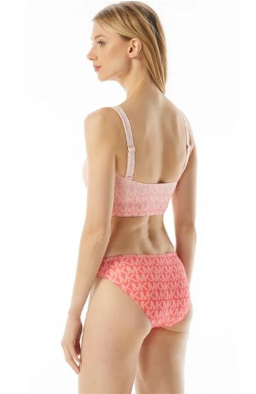 NWOT Michael Kors L Sangria Logo Bikini Bottom Coral White