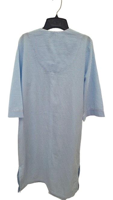 NWT Miss Elaine L Seersucker Blue Gingham V-Neck Zip Robe 120896