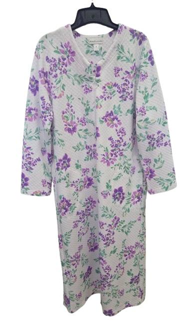 NWT Miss Elaine M Cottonessa Quilted Knit Zip Robe Violets 124699