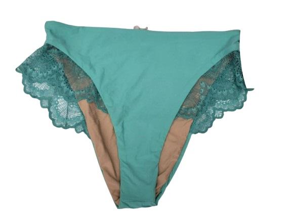NWT Basta Matte 12 Hi Waist Lace Flounce Bikini Swim Bottom Green 124709