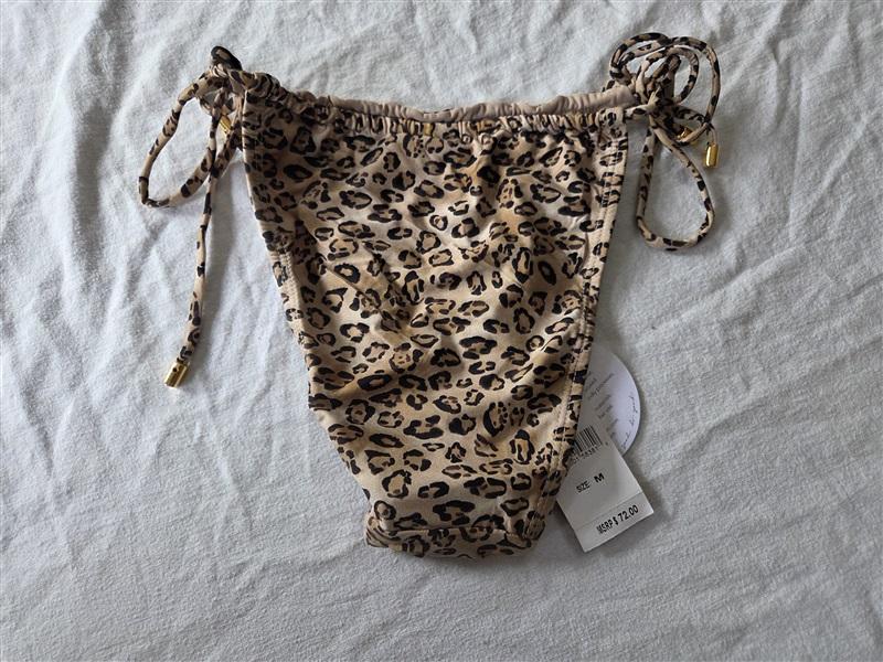 NWT Pilyq PQ S Leo Eden Tie Side Teeny Cheetah Bikini Swimsuit 124713