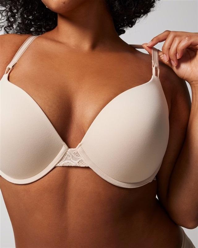 NWOT Soma 36d Embraceable Push Up Underwire Lace Trim Bra Beige 124740