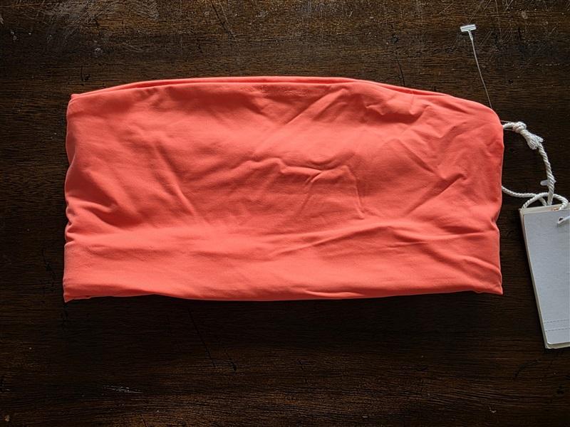 NWT Good American XS Better Bandeau Top Hot Coral Orange Bikini Swim Tube 124753