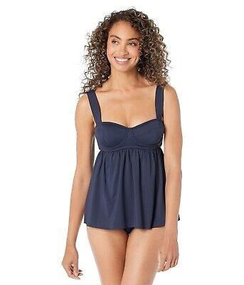 NWOT Michael Kors S NAVY Blue Iconic Solids Babydoll Tankini Swim Top 124764