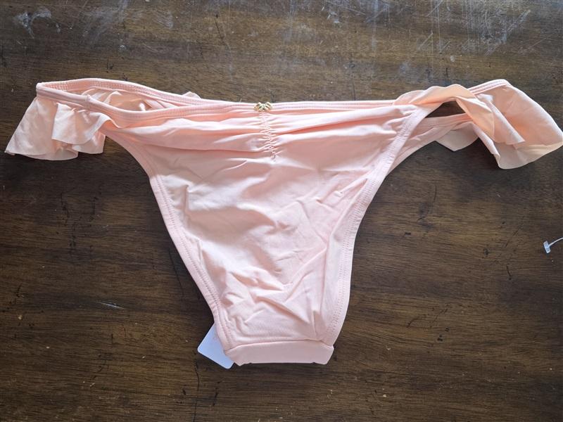 NWT Pilyq L Peach Ruffle Bikini Swim Bottom Teeny 124767