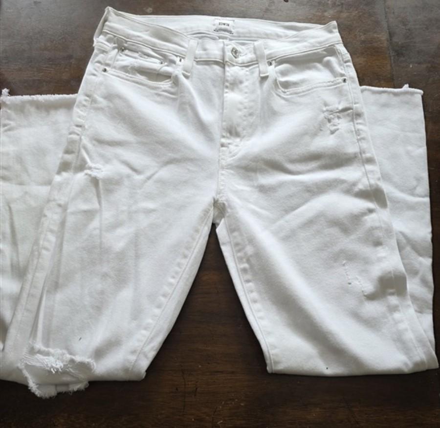 NWOT Edwin 27 Simone Slim White Distressed Mid Rise Ankle Jeans 124796