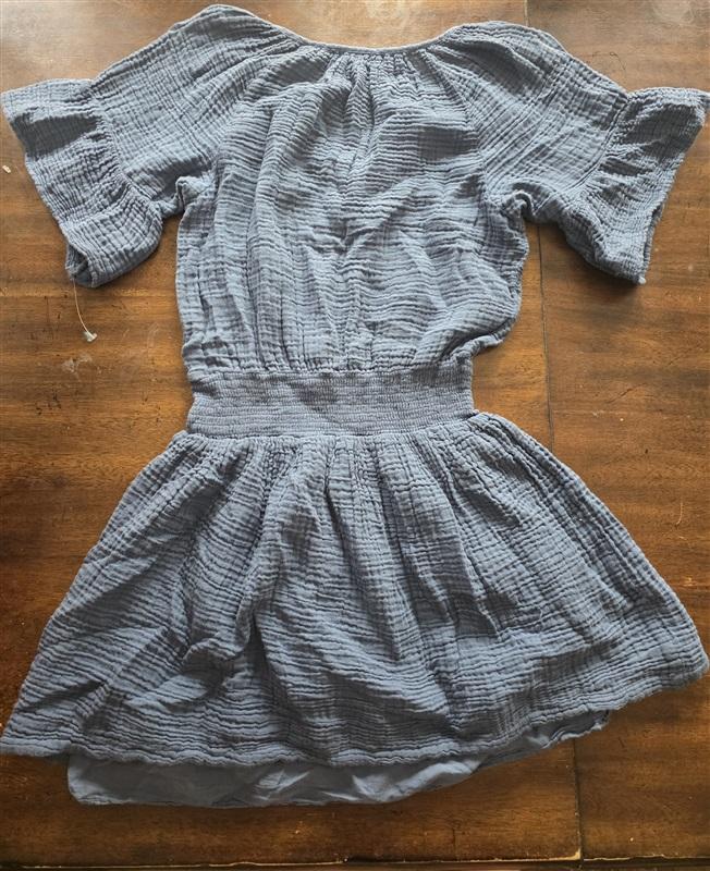 NWOT Michael Stars XS Katelyn Gauze Lace Crinkle Dress Gray V Neck 124806