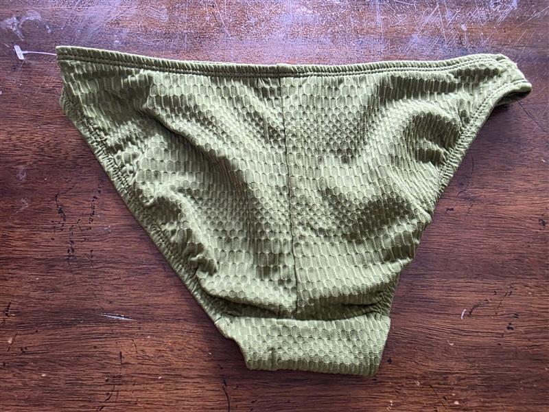 NWOT Robin Piccone Perla XS Textured Bikini Swim Bottom Olive Green 124807