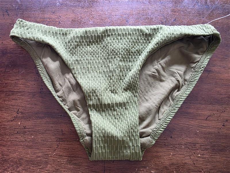 NWOT Robin Piccone Perla XS Textured Bikini Swim Bottom Olive Green 124807