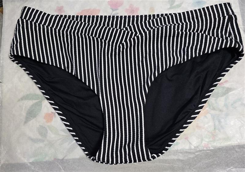 NWOT Seafolly 10 USA Go Overboard V Front High Waist Bikini Bottom Stripe 124812
